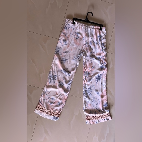 Wide Leg Palazzo Pants Pull On Snake Skin Print Floral M Pockets Elastic Tie - Picture 4 of 16